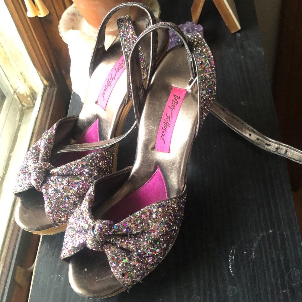 Rainbow glitter Betsey Johnson Polly heels